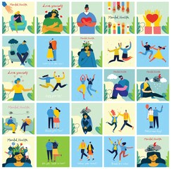 Mental health illustration concept. Psychology visual interpretation of mental health.