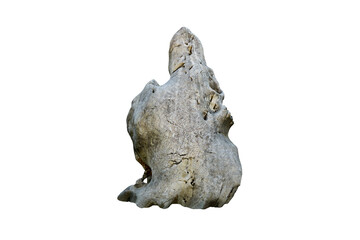 Strange marble rock for decoration. A big stone isolated on white background.