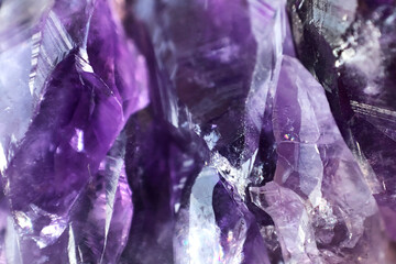 macro image of sparkling crystals of amethyst, semi precious minerals, natutral textures and backgrounds