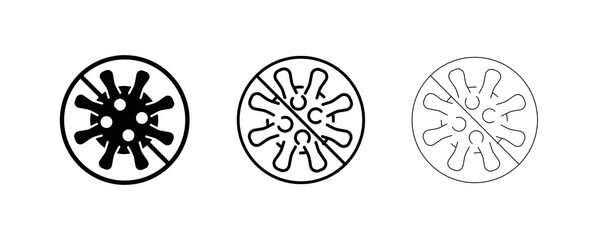 Virus kit for detection of 3 different thickness of virus round fields. Flu and coronavirus icons have been set. The coronavirus outbreak. Pandemic, medicine, healthcare, Stop coronavirus concept. 