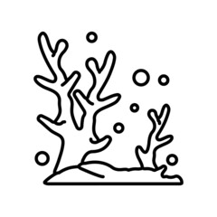 Coral reef underwater line icon