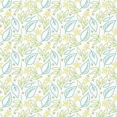 Fototapeta premium Abstract fashion design of seamless background. Vector organic print pattern. Repeating graphic design. Modern stylish texture. Pastel fabric drapery with leafs
