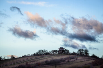 Fototapeta na wymiar Dramatic clouds at Goldberg in Schützen in Burgenland