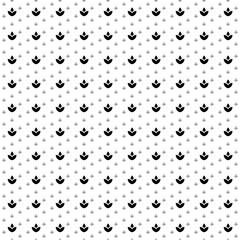 Square seamless background pattern from geometric shapes are different sizes and opacity. The pattern is evenly filled with black water lily symbols. Vector illustration on white background