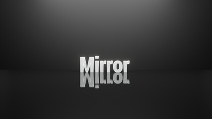 Mirror Letter in Reflection Floor. 3D Illustration with copyspace