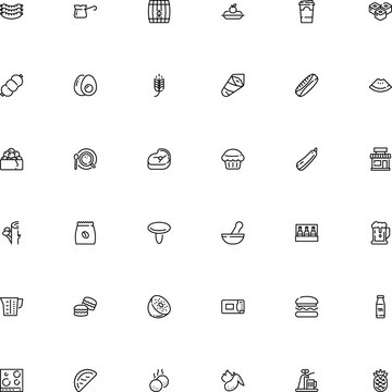icon vector icon set such as: building, mortar, liter, take, company, medicine grinder, nori, disposable, ravioli, earthstar, color, french, campanelle, burger, pasta, image, boutique, barley