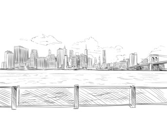 New York. USA. Hand drawn city sketch. Vector illustration.