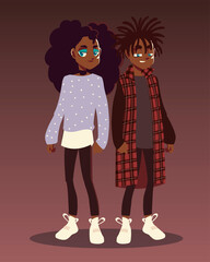 afro american boy and girl youth culture clothes fashion