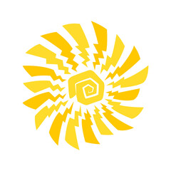 Cute funny sun icon. Bright and beautiful cartoon character. Abstract yellow sun shape. Hand drawn doodle sun. Sun logo icon. Illustration