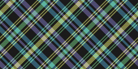 night bright neon colors on black fabric texture of traditional checkered gingham repeatable diagonal ornament, for plaid, tablecloths, shirts, clothes, dresses, tartan