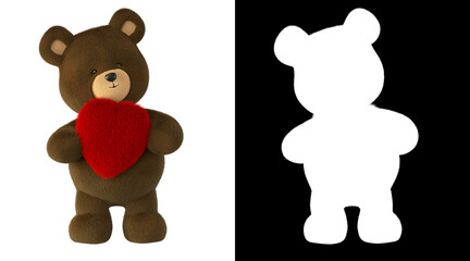 Cute fluffy blue teddy bear 3D character with realistic fur.  Stood holding a heart pose. Available in other colours.

High resolution with an alpha channel supplied for easy transparent background