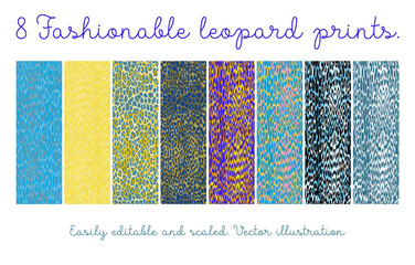 Set of seamless leopard patterns