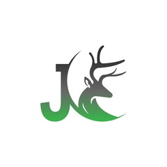 Letter J icon logo with deer illustration design