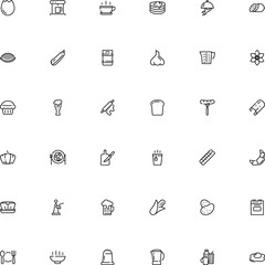 icon vector icon set such as: butler, fried, squash, roll, foodstuff, culture, editable stroke, muffin, keg, cloche, orecchiette, table, flavoring, ripe, beef, sketch, furnace, toast, easter, garden
