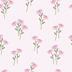 Pink and Orange Floral Bouquet Seamless Pattern