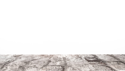 Arrière-plan blanc avec support de briques pour présentation d'objets publicitaires pour promotion de produits. Aspect sol en relief, fond blanc uni.