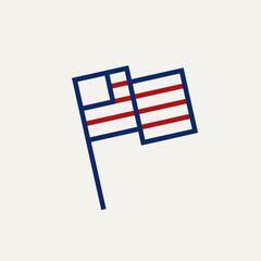 Fototapeta premium minimalist american flag modern simple line art logo template vector illustration design