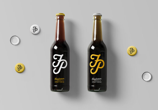 Glass Bottle with Cap Mockups