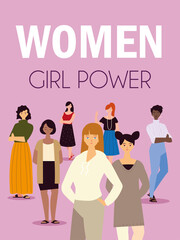 women girl power portrait of adorable young posing together