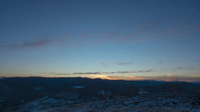 Beautiful timelapse sunset in the carpathian mountains