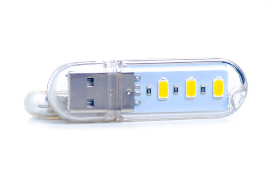 Mini portable usb led light on white background isolation
