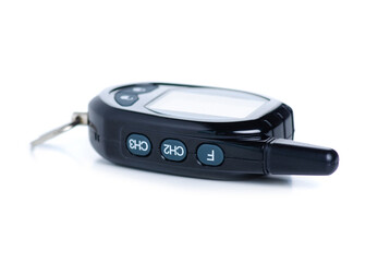 car alarm keychain with screen on white background isolation