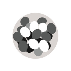 Mixed eggs vector illustration - black and white.