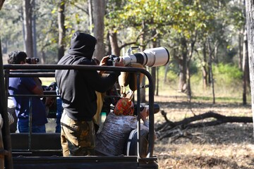 Nagarahole National Park in India safari vehicle with tourist photographers