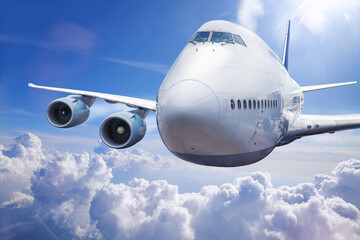 modern plane in the clouds