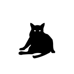 Black Cat Silhouette on White Background. Icon Vector Illustration. Concept for  Logo, Print, Sticker.