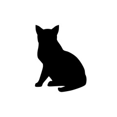 Black Cat Silhouette on White Background. Icon Vector Illustration. Concept for  Logo, Print, Sticker.