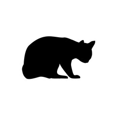 Black Cat Silhouette on White Background. Icon Vector Illustration. Concept for  Logo, Print, Sticker.
