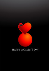 "Happy Woman's day" 8 March Woman's day background, post card, gift, pink vector with date and greetings "Happy Woman's day"