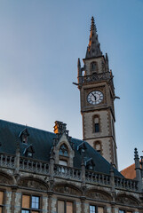 Fototapeta na wymiar Ghent Clock Tower in Korenmarkt