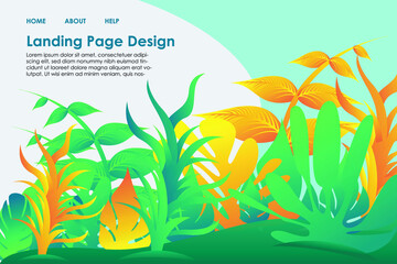 background with brush and flowers design for landing page
