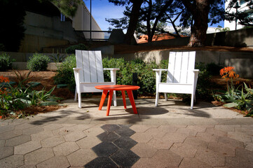 Chairs on courtyard patio