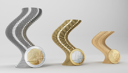 abstract euro coins as finance symbol - 3D Illustration