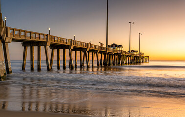 Jennette's Fishing Pier in Nags Head North Carolina at sunrise.