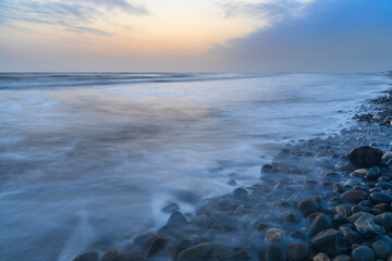 Sunrise on the Caspian Sea coast. Samur-Yalama National Park