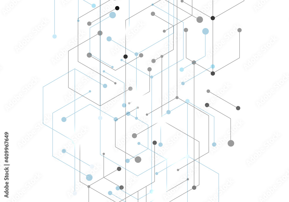 Fototapete Hexagon technology connect in modern style on white background. Internet connection network high digital technology. Abstract background technology graphic design. Vector template