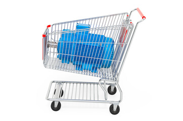 Shopping cart with electric motor, 3D rendering
