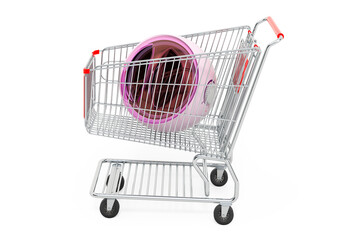 Shopping cart with electric wax warmer, 3D rendering