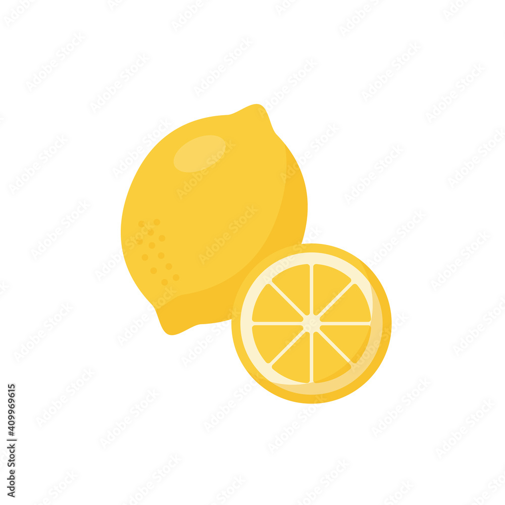 Poster lemon icons white background flat style print web design eps 10