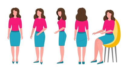 set of business swoman in different poses.