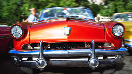 Front View of an old classic American car. Havana, Cuba