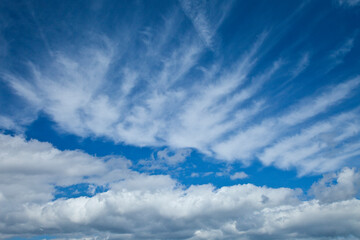 Fototapeta premium Nubes Cirros en el Parque Natural Sierra de Andújar, Jaen, Andalucía, España