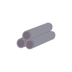 Tube pipe pile, construction industry materials, isolated illustration