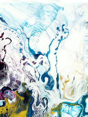 Abstract art painting, blue with gold creative hand painted background, marble texture