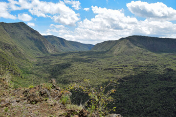 Scenic view of the volcanic crater on Mount Suswa, Kenya