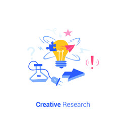 Doodle flat design icon vector illustration concept. Creative research.